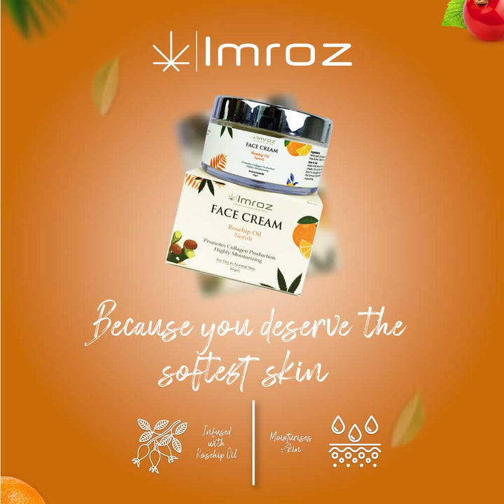 IMROZ Face Cream with Hemp Seed Oil & Rosehip Oil
