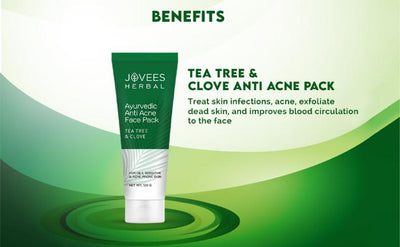 Jovees Herbal Tea Tree & Clove Anti Acne Pack | For Oily, Sensitive and Acne Prone skin 120g