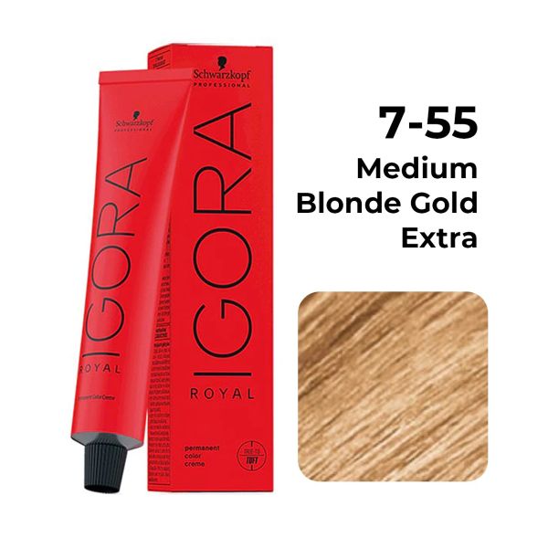 Schwarzkopf Professional Igora Royal Permanent Color Creme (7-55 Medium Blonde Gold Extra) (60 ml)