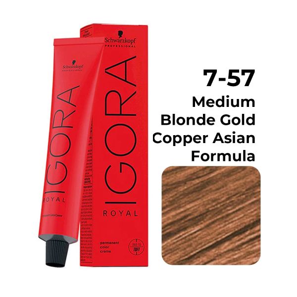 Schwarzkopf Professional Igora Royal Permanent Color Creme (7-57 Medium Blonde Gold Copper Asian Formula)
