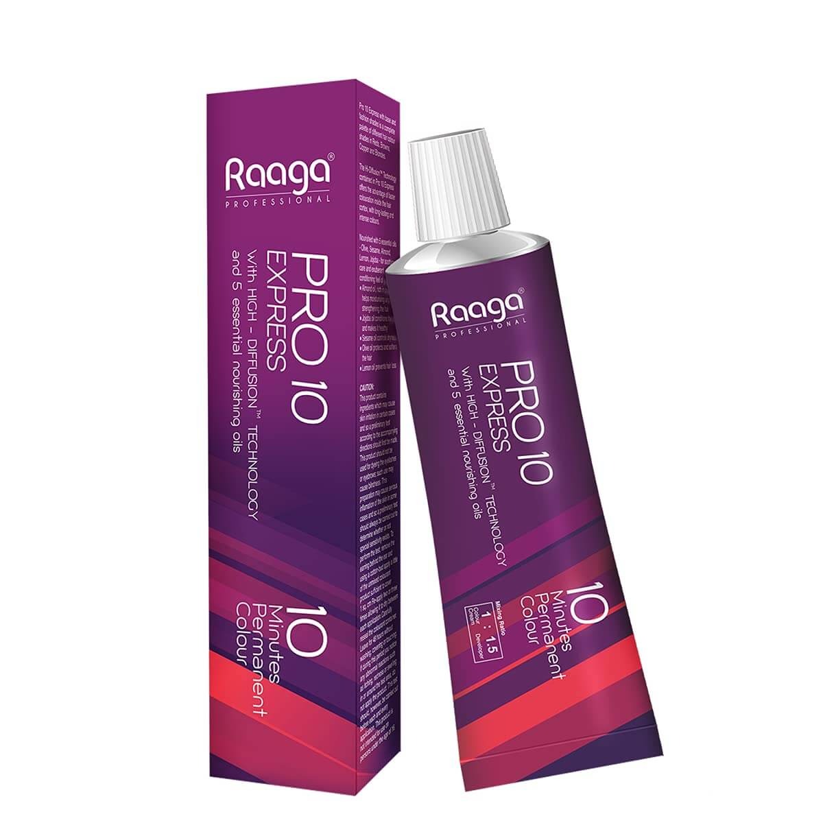 Raaga Professional Pro 10 Express Colour – Intense Burgundy Brown 4.20 | 10-Minute Permanent Hair Colour with High Diffusion Technology & 5 Essential Oils – 90 g