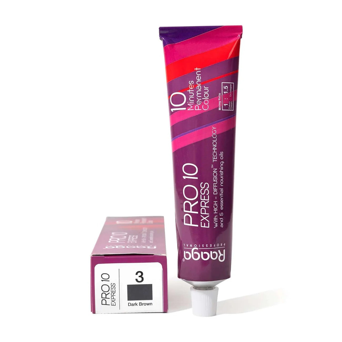 Raaga Professional Pro 10 Express Colour – Dark Brown 3 | 10-Minute Permanent Hair Colour with High Diffusion Technology & 5 Essential Oils – 90 gm