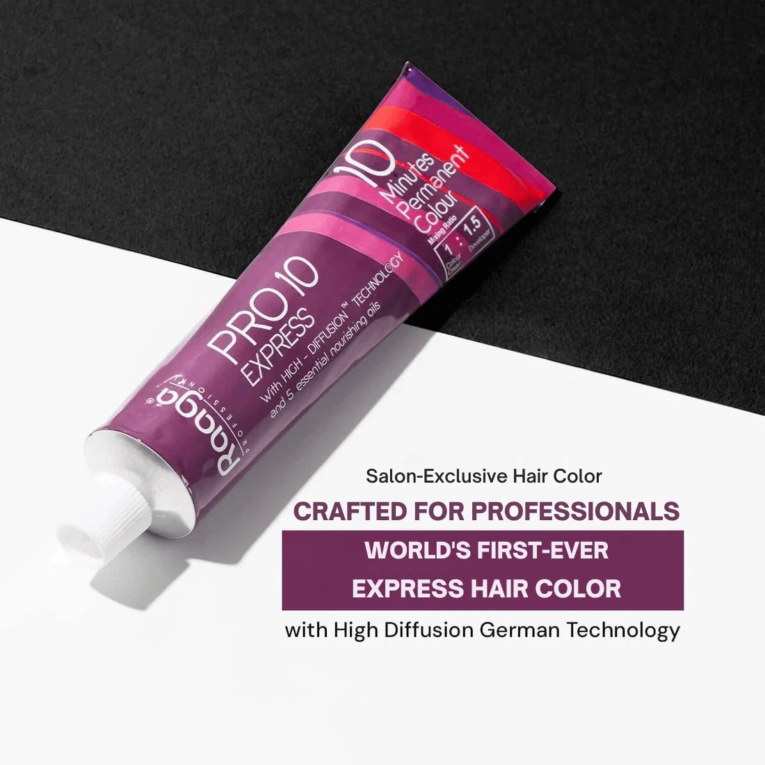 Raaga Professional Pro 10 Express Colour – Intense Burgundy Brown 4.20 | 10-Minute Permanent Hair Colour with High Diffusion Technology & 5 Essential Oils – 90 g