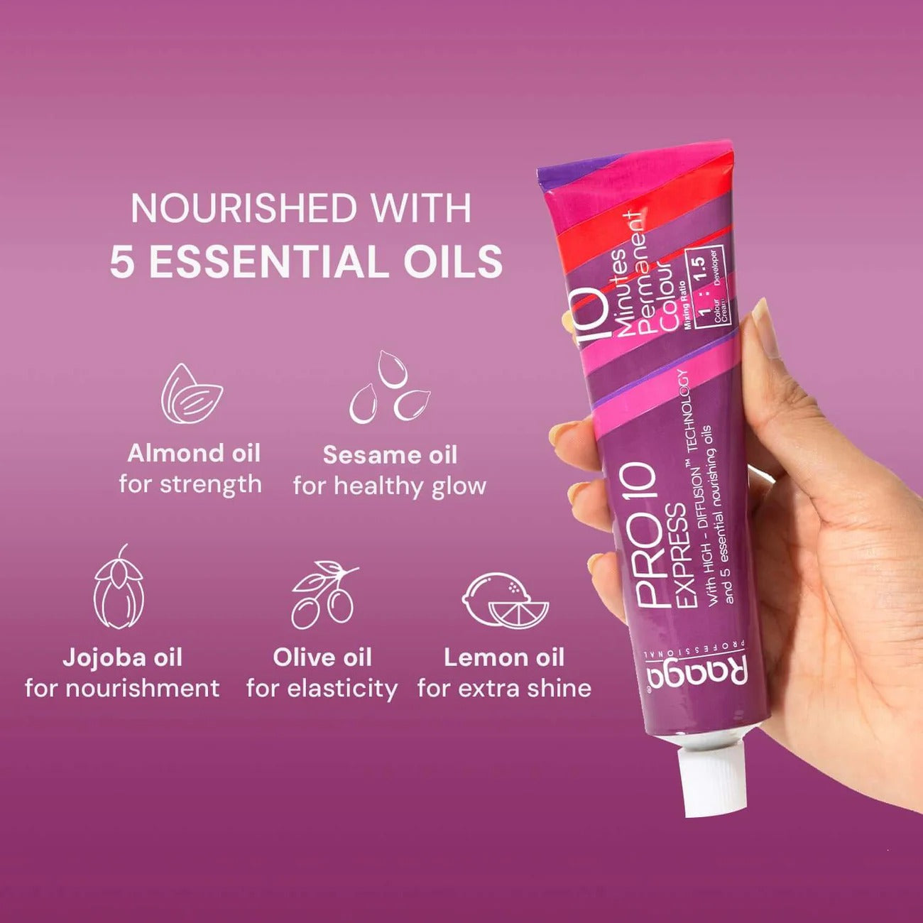 Raaga Professional Pro 10 Express Colour – Dark Brown 3 | 10-Minute Permanent Hair Colour with High Diffusion Technology & 5 Essential Oils – 90 gm