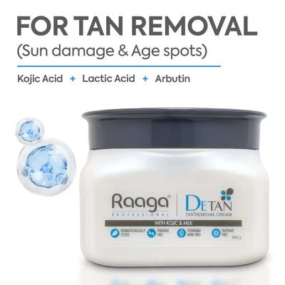 Raaga Professional De-Tan Pack | Tan Removal Cream with Kojic Acid & Milk (500gm)