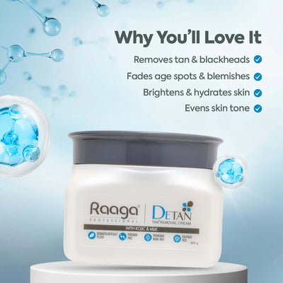 Raaga Professional De-Tan Pack | Tan Removal Cream with Kojic Acid & Milk (500gm)
