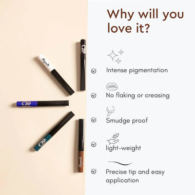 CP2 Playmate Eyeliner Matte Colours (ROYAL WHITE 02),(DENIM BLUE 03),(BAKED BROWN 04)