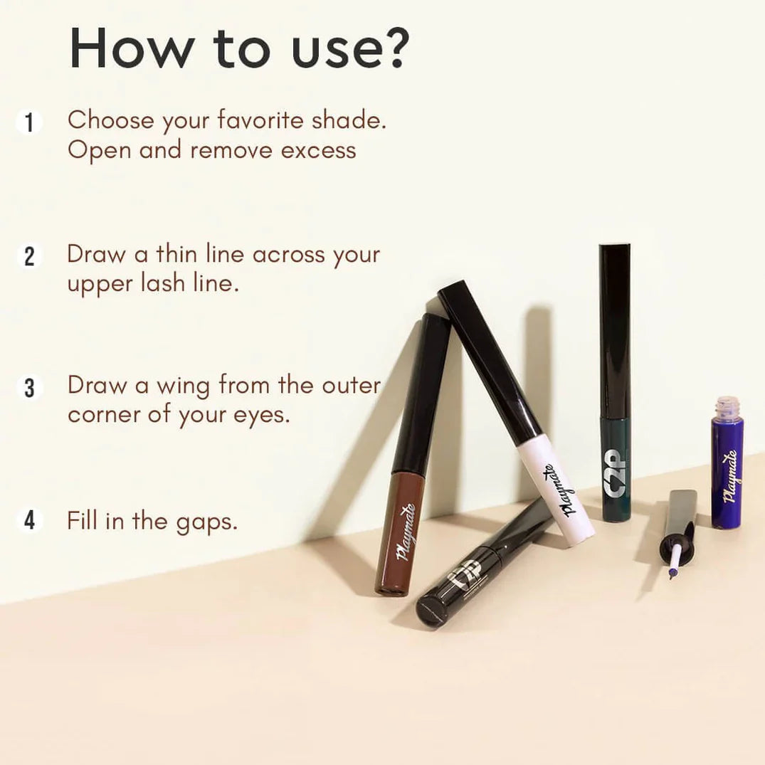 CP2 Playmate Eyeliner Matte Colours (ROYAL WHITE 02),(DENIM BLUE 03),(BAKED BROWN 04)