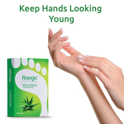 Raaga Professional Aloe Vera Pedicure and Manicure 6 Step Single Use Kit (63gm)