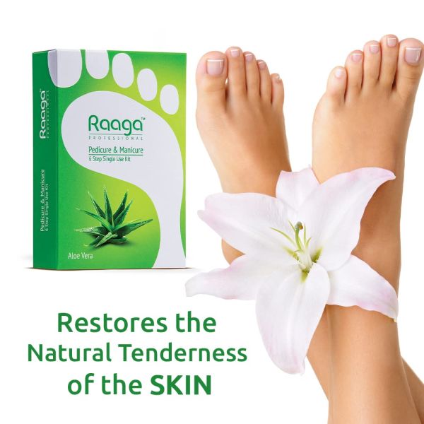 Raaga Professional Aloe Vera Pedicure and Manicure 6 Step Single Use Kit (63gm)