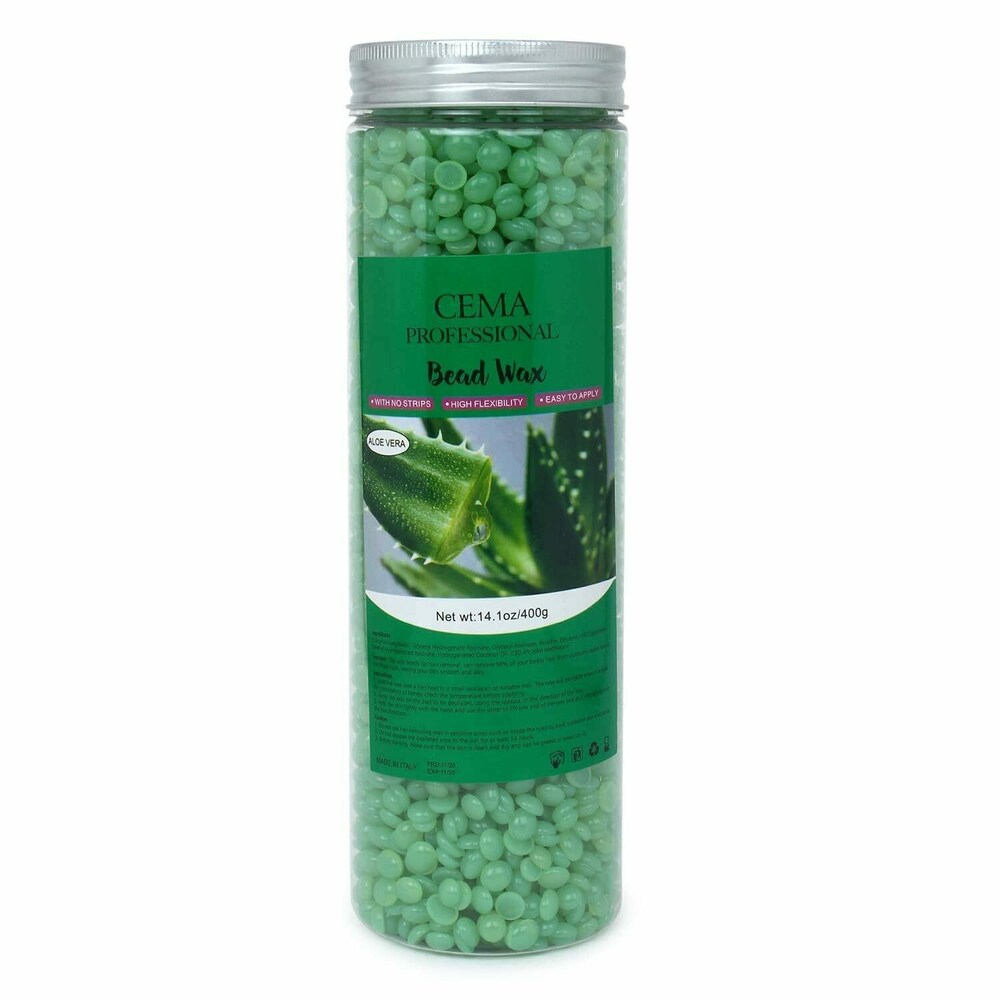 Cema Beads Alovera Wax Strip-less Peel Off Wax / Removes Tan, Dead Skin | For Arms, Legs and Full body wax For all skin types Wax for Smooth Hair Removal ( 400gm)