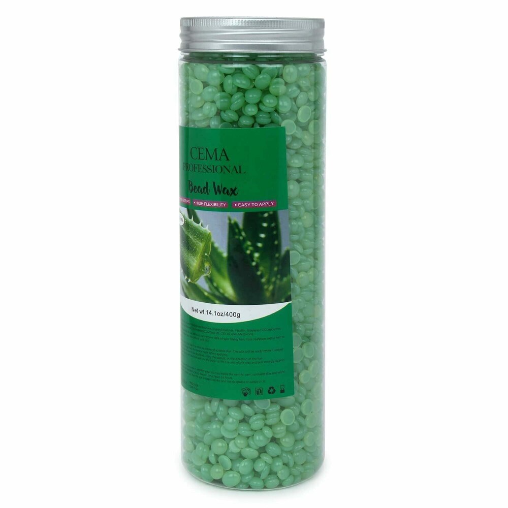 Cema Beads Alovera Wax Strip-less Peel Off Wax / Removes Tan, Dead Skin | For Arms, Legs and Full body wax For all skin types Wax for Smooth Hair Removal ( 400gm)